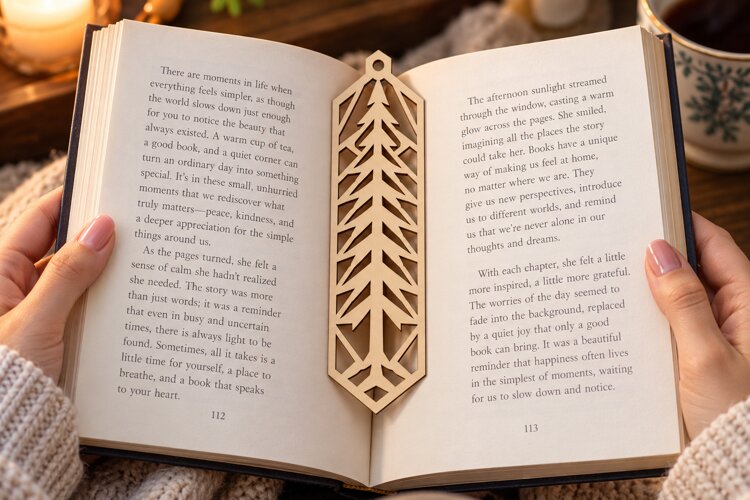 Diamond Pine Tree Bookmark Laser Cut SVG PNG Design, diamond example image 1