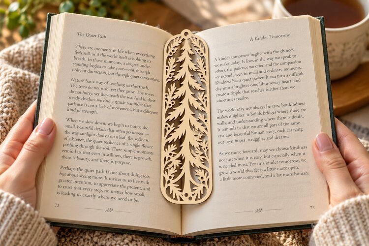 Rounded Pine Tree Bookmark Laser Cut SVG PNG Design, rounded example image 1