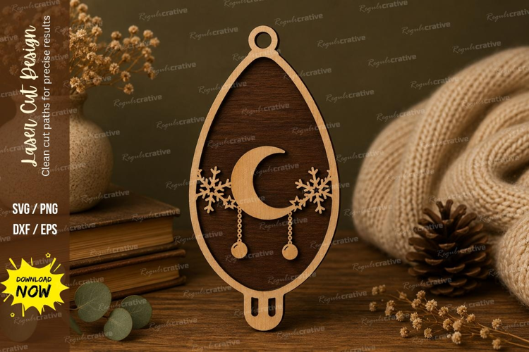 Moon Ornament Laser Cut SVG File moon ornament svg, crescent