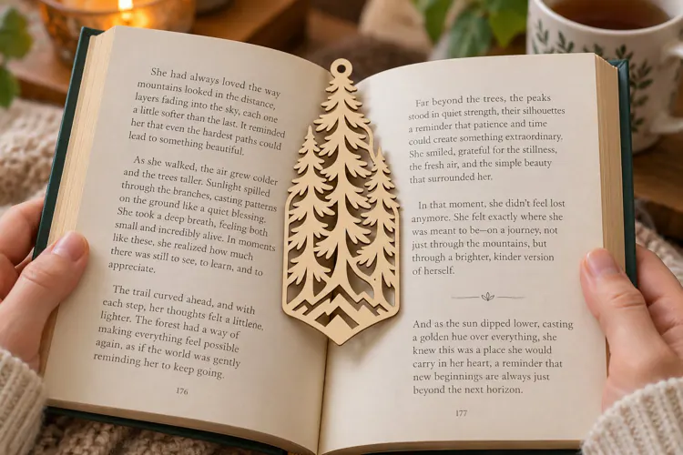 Layered Pine Branch Bookmark Laser Cut SVG PNG Design