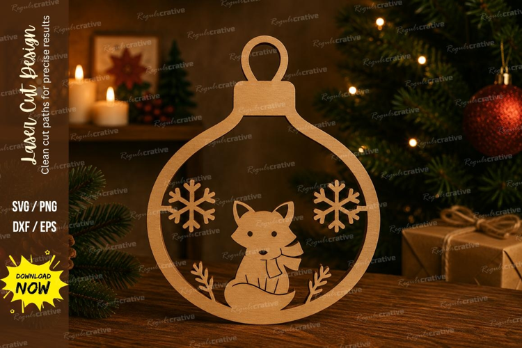 Fox Ornament Laser Cut SVG File fox ornament svg, fox bauble