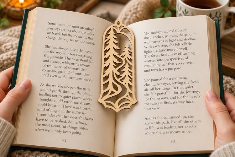 Pointed Pine Tree Bookmark Laser Cut SVG PNG Design, pointed example image 1