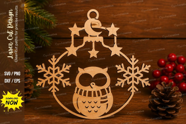 Owl Ornament Laser Cut SVG File owl ornament svg, christmas