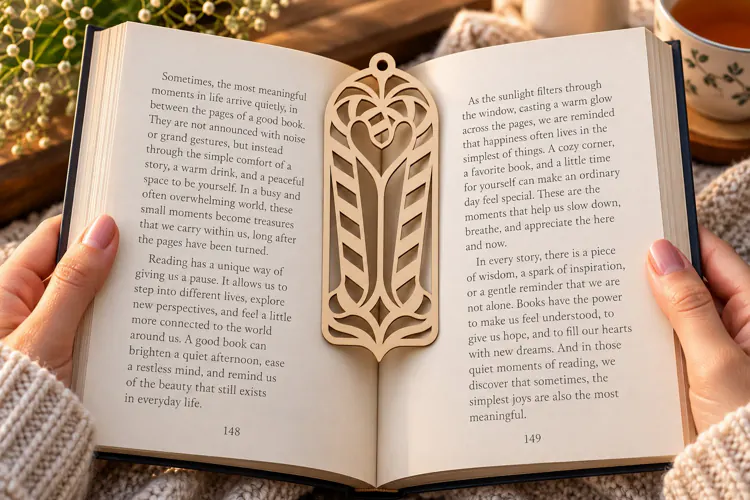 Ornate Leaf Bookmark Laser Cut SVG PNG Design, ornate leaf
