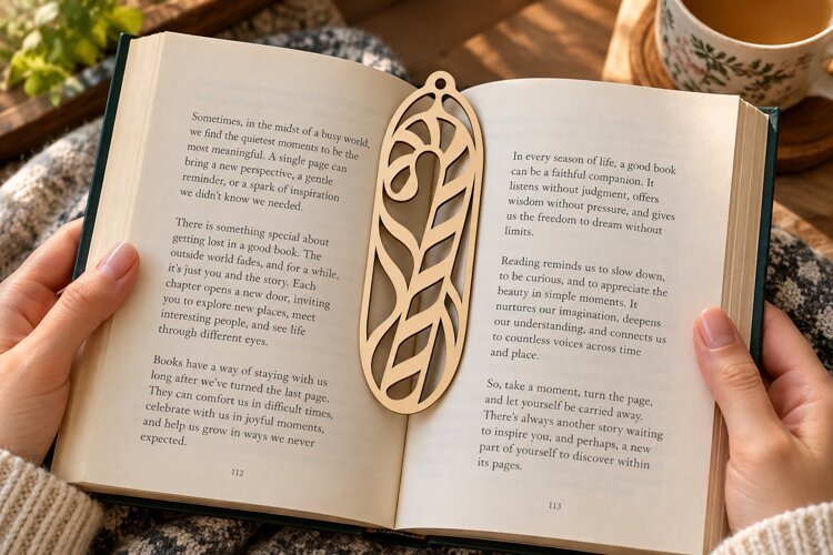 Floral Oval Bookmark Laser Cut SVG PNG Design, floral bookma example image 1