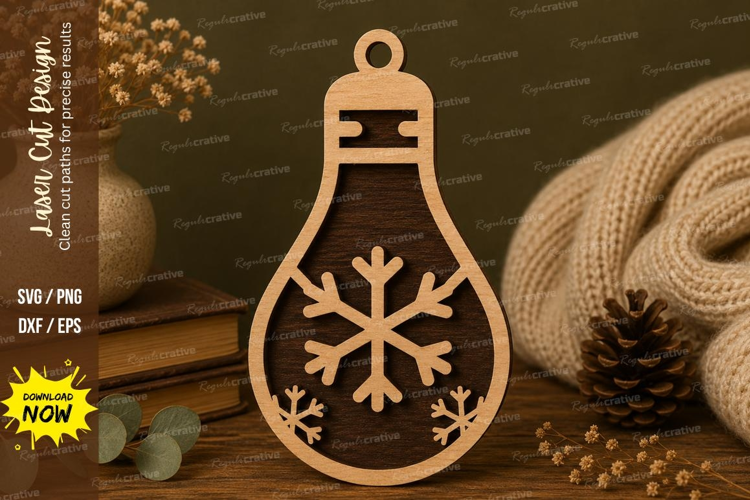 Snowflake Bulb Laser Cut SVG File snowflake bulb svg, snowfl