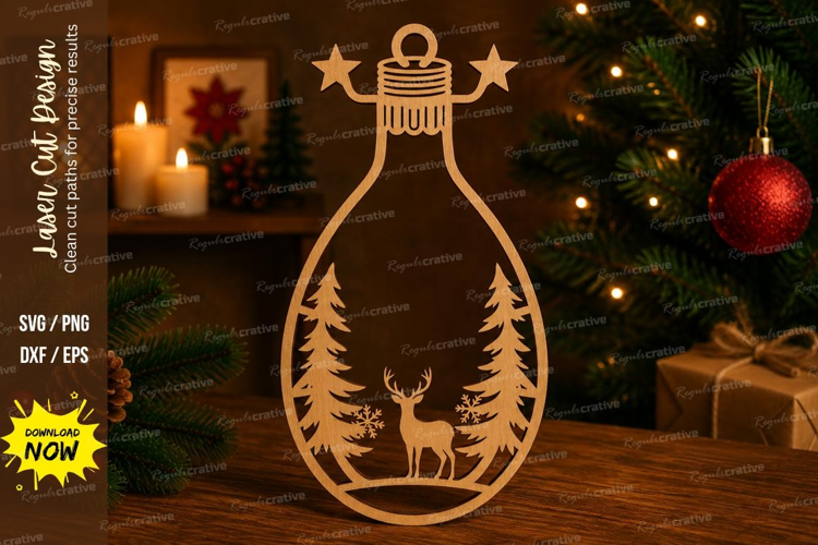 Deer Bulb Laser Cut SVG File deer bulb svg, deer ornament sv