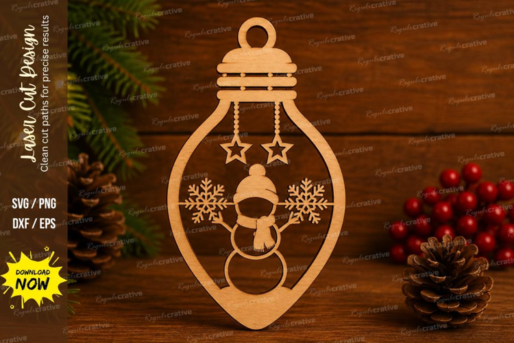 Snowman Ornament Laser Cut SVG File snowman ornament svg