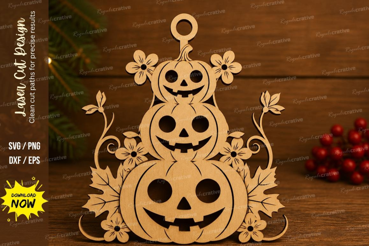 Pumpkin Stack Laser Cut SVG File stacked pumpkin ornament,