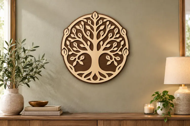 Round Tree of Life Wall Art Laser Cut SVG PNG Design, tree