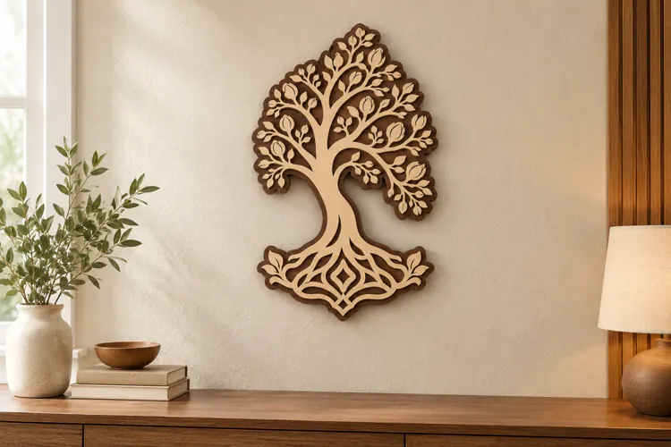 Crescent Tree of Life Wall Art Laser Cut SVG PNG Design
