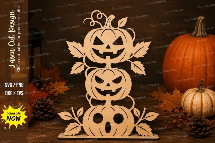 Leaf Pumpkin Laser Cut SVG File leaf pumpkin stack, maple example image 1