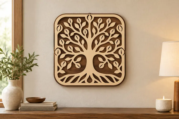 Square Tree of Life Wall Art Laser Cut SVG PNG Design