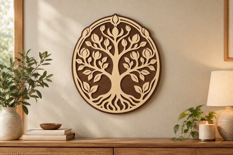 Circular Tree of Life Wall Art Laser Cut SVG PNG Design example image 1