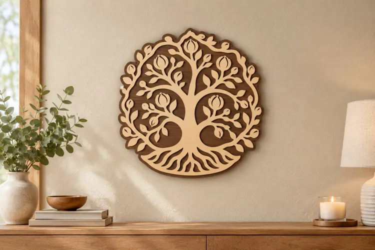 Leafy Tree of Life Wall Art Laser Cut SVG PNG Design