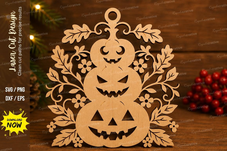 Autumn Pumpkin Laser Cut SVG File ornate pumpkin stack,