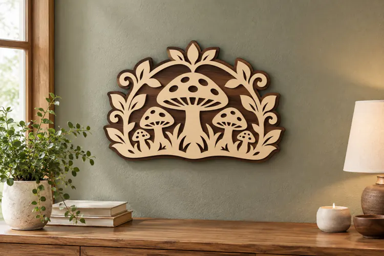 Botanical Mushroom Garden Wall Art Laser Cut SVG PNG Design