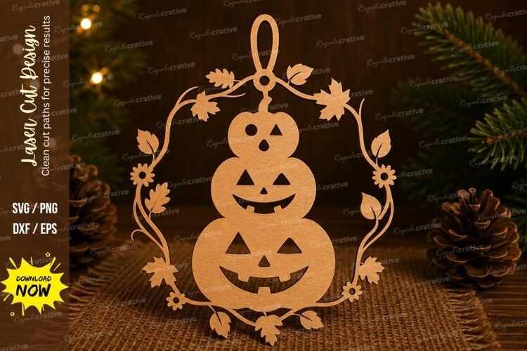 Framed Pumpkin Laser Cut SVG File framed pumpkin stack, oval example image 1