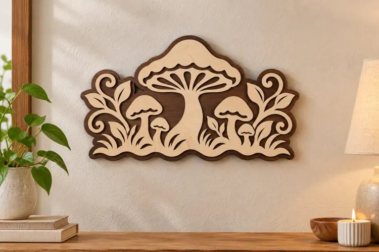 Ornate Mushroom Garden Wall Art Laser Cut SVG PNG Design
