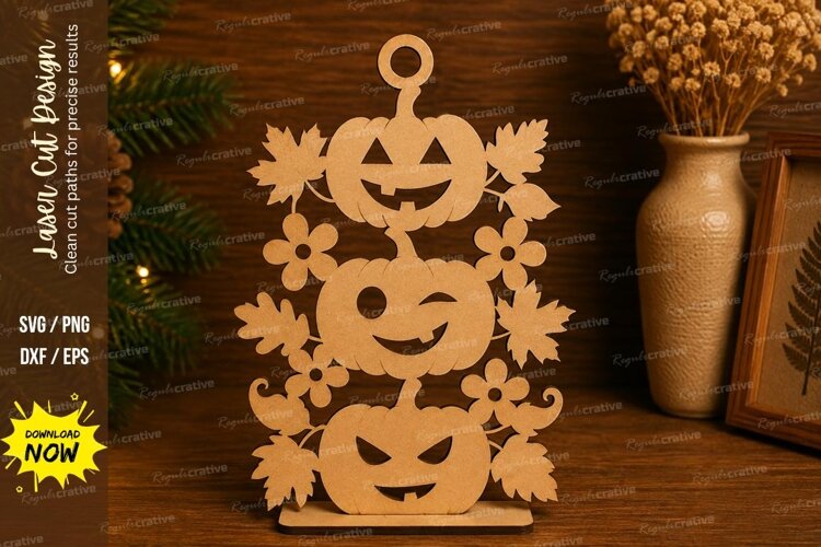 Botanical Pumpkin Laser Cut SVG File botanical pumpkin stack example image 1