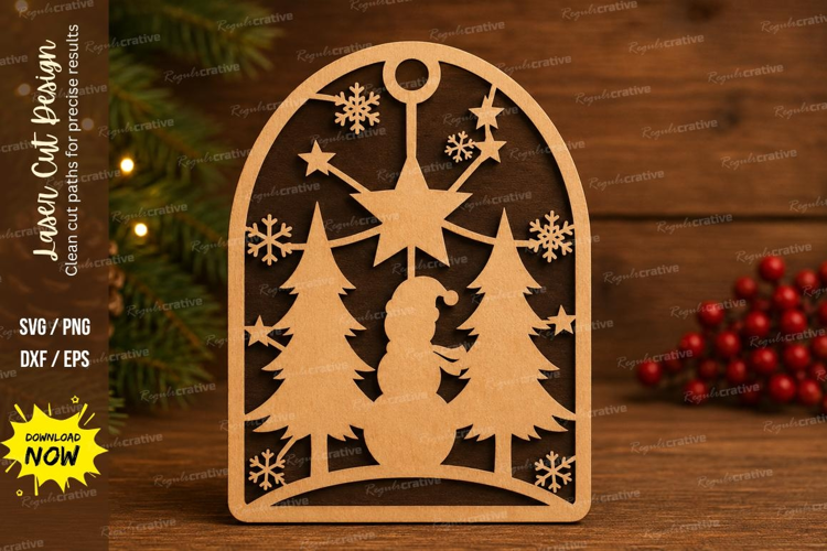 Snowman Pair Laser Cut SVG File snowman pair ornament svg