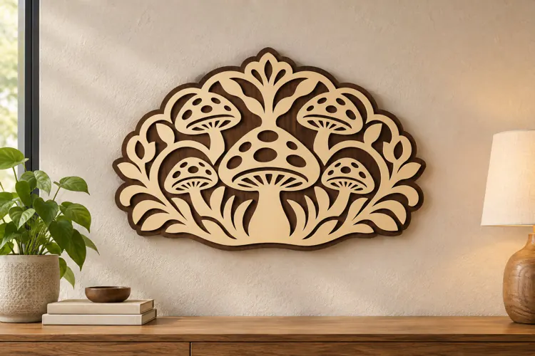 Mushroom Cluster Floral Wall Art Laser Cut SVG PNG Design