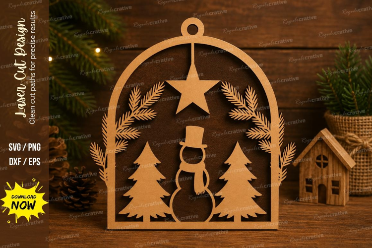 Snowman Pines Laser Cut SVG File snowman pine ornament, snow