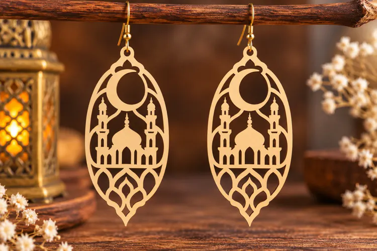 Gothic Arch Mosque Earrings Laser Cut SVG PNG Design, gothi