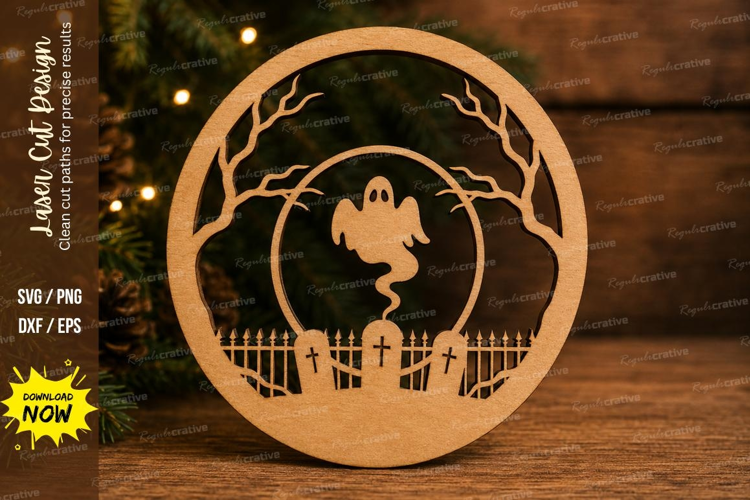 Graveyard Ghost Laser Cut SVG File graveyard ghost ornament,