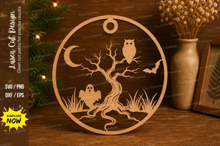Owl Ghost Laser Cut SVG File owl ghost ornament, ghost owl