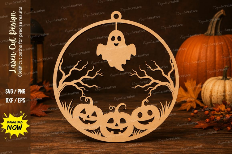 Pumpkin Ghost Laser Cut SVG File pumpkin ghost ornament,