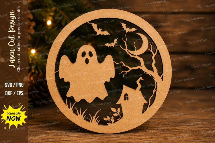 Ghost House Laser Cut SVG File ghost house ornament, haunted