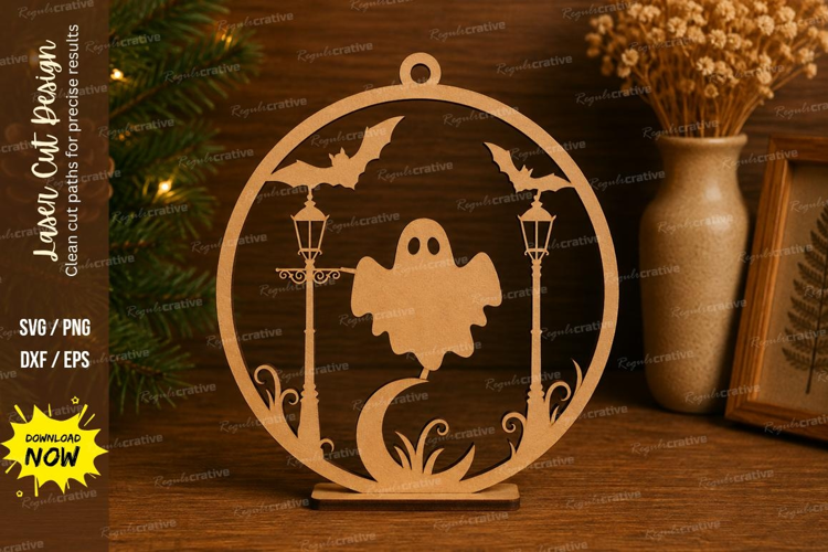 Spooky Ghost Laser Cut SVG File spooky ghost ornament, ghost