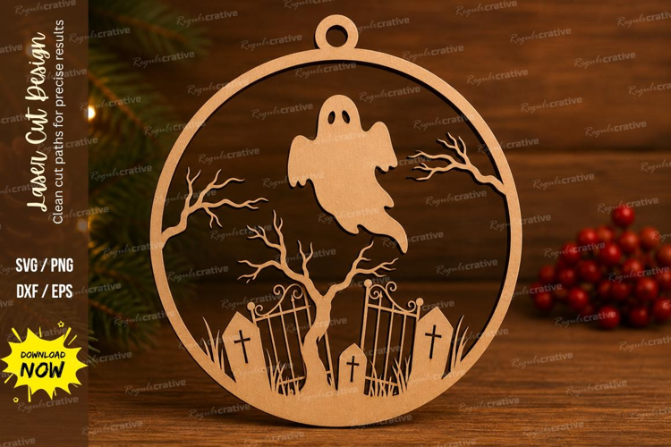 Graveyard Ghost Laser Cut SVG File graveyard ghost ornament