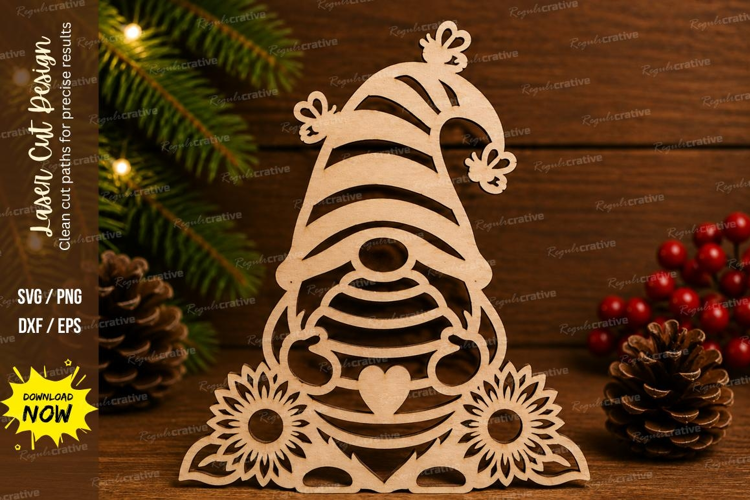Bee Gnome Laser Cut SVG File bee gnome svg, sunflower gnome