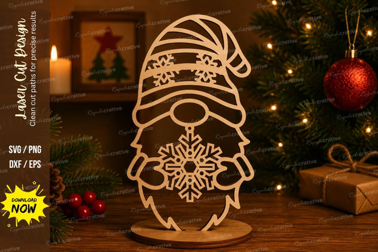 Snowflake Gnome Laser Cut SVG File snowflake gnome svg, wint