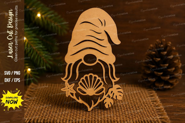 Beach Gnome Laser Cut SVG File beach gnome svg, seashell PNG