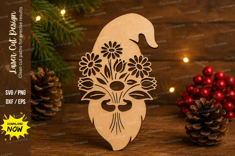 Floral Gnome Laser Cut SVG File floral gnome svg, flower