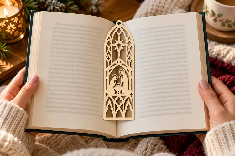 Arched Nativity Bookmark Laser Cut SVG PNG Design, Christian