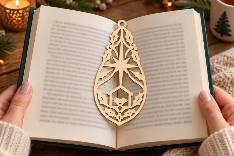 Teardrop Nativity Bookmark Laser Cut SVG PNG Design, Christm