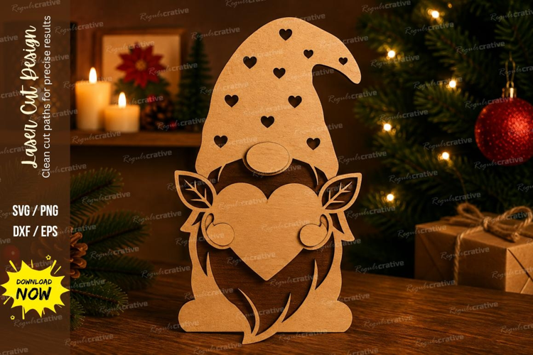 Heart Gnome Laser Cut SVG File heart gnome svg, valentine