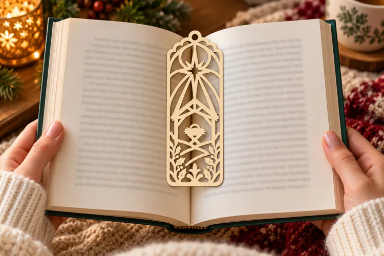 Arched Star Nativity Bookmark Laser Cut SVG PNG Design