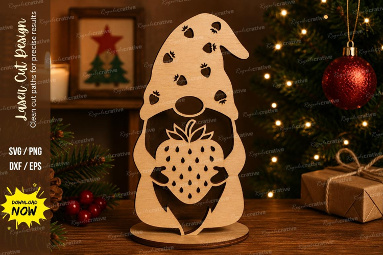 Strawberry Gnome Laser Cut SVG File strawberry gnome svg