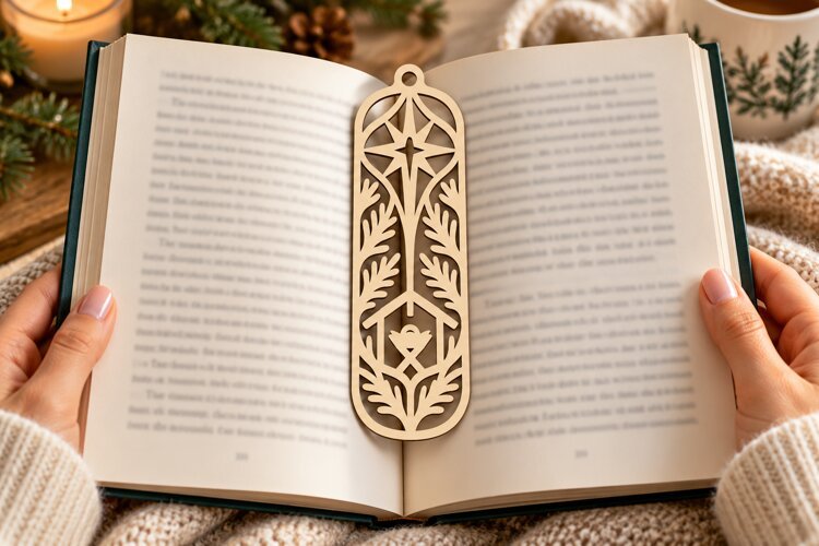 Botanical Nativity Bookmark Laser Cut SVG PNG Design, Christ example image 1