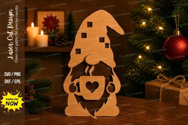 Patchwork Gnome Laser Cut SVG File patchwork gnome svg, hear example image 1