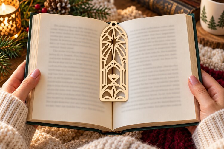 Slim Nativity Star Bookmark Laser Cut SVG PNG Design, Christ example image 1