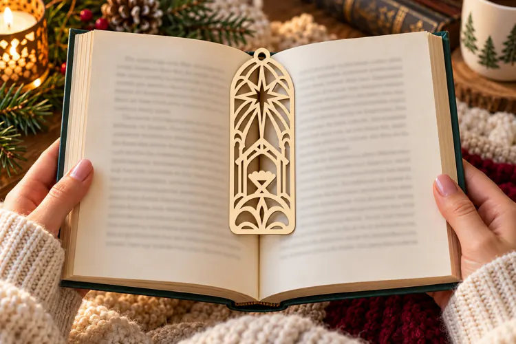 Slim Nativity Star Bookmark Laser Cut SVG PNG Design, Christ