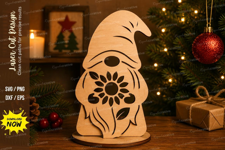 Sunflower Gnome Laser Cut SVG File sunflower gnome svg, flor