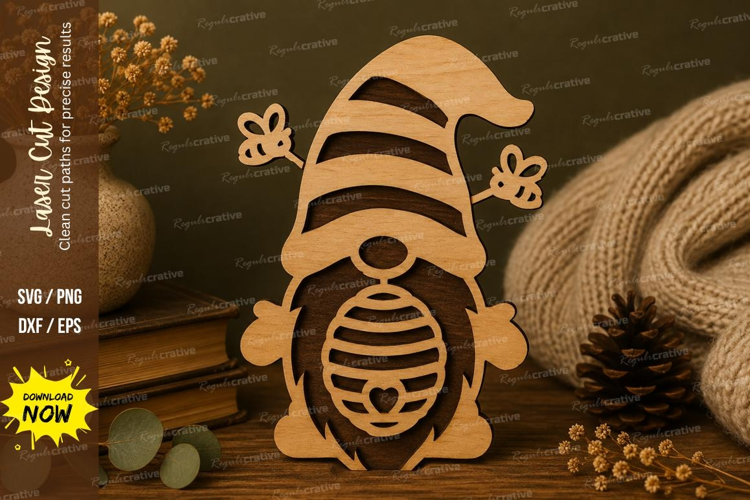 Bee Hive Gnome Laser Cut SVG File bee gnome svg, beehive gno