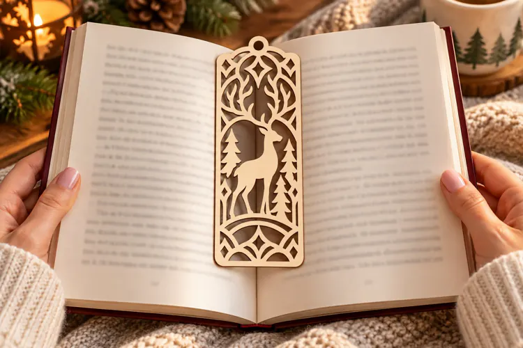 Arched Woodland Deer Bookmark Laser Cut SVG PNG Design, Deer